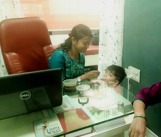 Dr Pallavi With Child Patient in Her Cabin